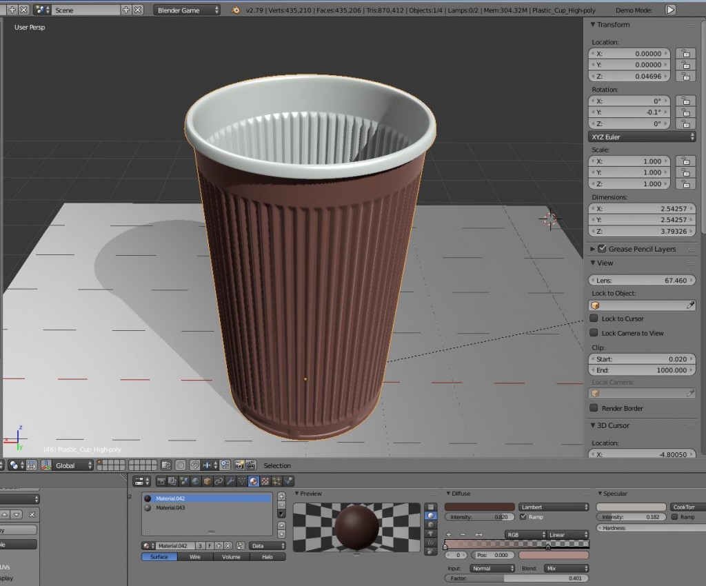Plastic Cup (High-Poly Version) preview image 1